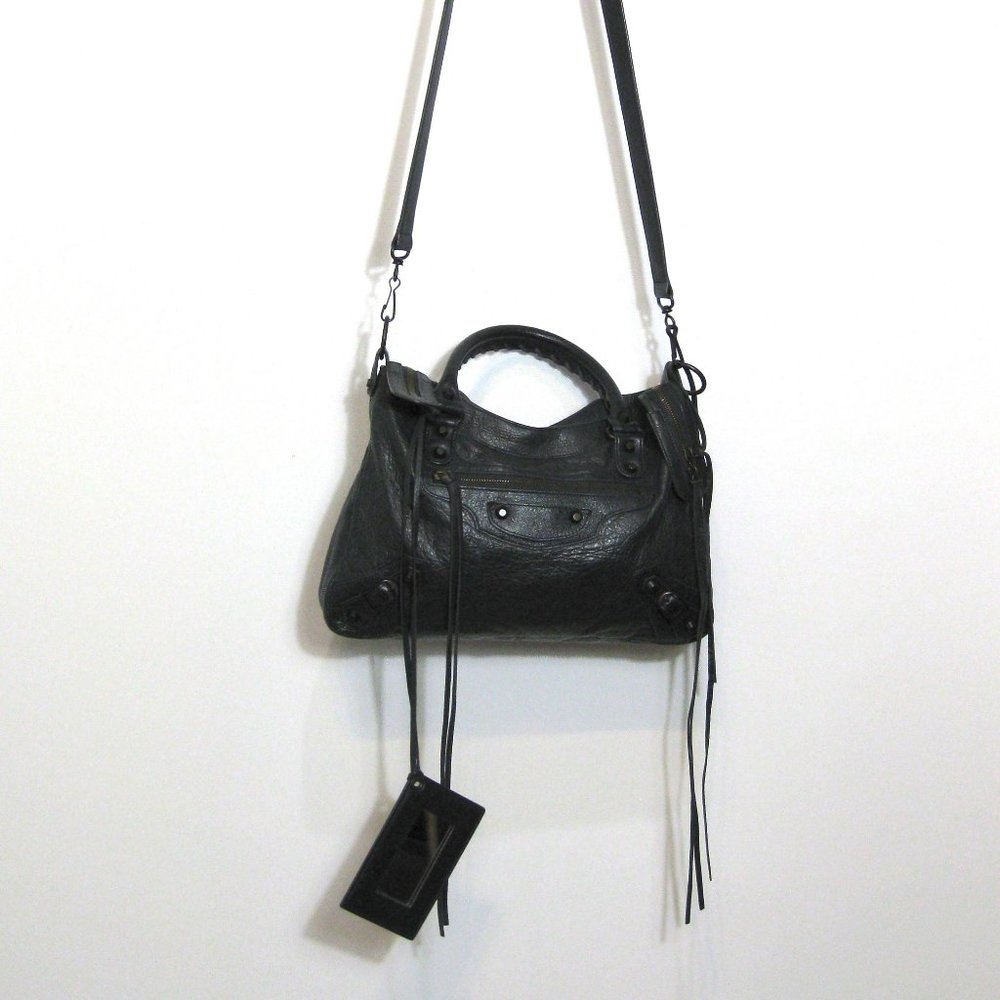 BALENCIAGA Gray Anthracite Town Crossbody Leather Bag - Picture 5 of 15